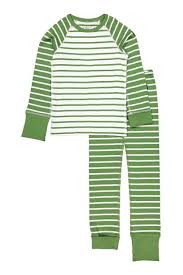 Polarn O Pyret Green Gots Organic Striped Pyjamas