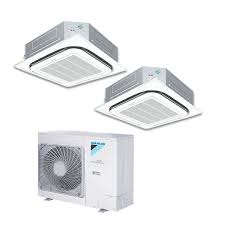 The industry's first* round flow ceiling mounted cassette type offers 360° airflow with improved temperature distribution. Daikin Twin Fcq60kveax2