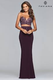 This Season Wear A Two Piece Prom Dress Faviana 10008 Is A Purple Long Jersey Strapless Dress With Faviana Prom Dresses Evening Dresses Prom Faviana Dresses