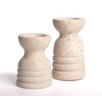 WORHE Lot de 2 bougeoirs italiens en véritable travertin ...