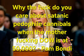 Pam Bondi's "Dow over 50,000" Deflection Floods The Meme Market  bit.ly/40aCLaT