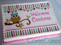 Baby Shower Owl Cake Ideas Sheet Cake Iced In Bc With Mmf Decorations Apologies For The Poor Baby Shower Sheet Cakes Baby Shower Sheets Owl Baby Shower