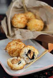 Sushi tacos with crispy fried seaweed shells. Chicken Teriyaki Sushi Balls Deep Fried Cooked Sushi Rice Filled With Teriyaki Chicken Chicken Teriyaki Sushi Recipes Homemade Homemade Sushi Sushi Rice