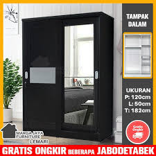 Bahan baku kayu jati perhutani; Lemari Pakaian 2 Pintu Sliding Geser Dengan Cermin Tersedia 3 Warna Shopee Indonesia