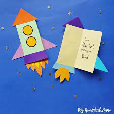 Any child who knows how to scribble can make this card! Rocket Father S Day Card Idea My Nourished Home