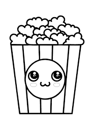 Kawaii Popcorn Coloring Page Coloring Pages Colored Popcorn Free Printable Coloring