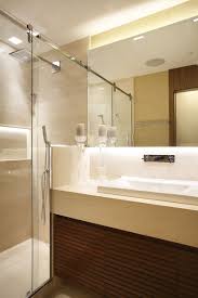 Para O Lavabo Foram Utilizados Fitas De Led Com 7 2w M E Temperatura De Cor 3000k No Nicho Do Chuveiro O Elegante Painel De Nicho Banheiro Banheiro Iluminacao