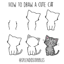 Easy drawing for kids to build their drawing skills 1. 12 Cute Animal Sketch Ideas For Beginners Mom S Got The Stuff Cat Drawing Tutorial Simple Cat Drawing Cute Cat Drawing