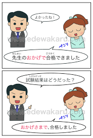 おかげで・〜おかげか｜日本語能力試験 JLPT N３ : 絵でわかる日本語
