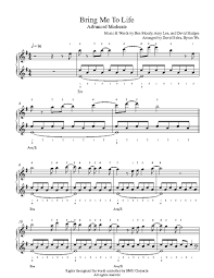 Green Day Boulevard Of Broken Dreams Piano Sheet Music Bring Me To Life By Evanescence Piano Sheet Music Advanced Level Piano Sheet Music Bring Me To Life Sheet Music