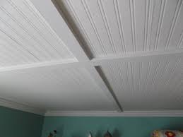 Cover Popcorn Ceiling With Beadboard Then We Put Up Small 1 X3 Beams To Hide The Seams Covering Popcorn Ceiling Beadboard Wallpaper Popcorn Ceiling