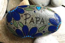 Hand Painted Rock Happy Rocks Papa Beach Stone Navy Etsy Hand Painted Rocks Happy Rock Painted Rocks