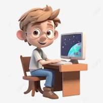 Cartoon Boy Oprating Computer, Kids Boy With Computer ...
