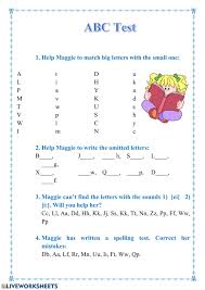 The alphabet worksheets and online exercises. Abc Test Worksheet