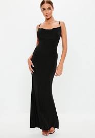 Petite Black Slinky Cowl Maxi Dress Missguided Slinky Black Dress Dresses Maxi Dress