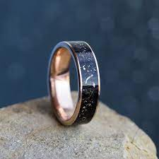 Black Stardust Men S Wedding Band In Rose Gold 3643 Mens Wedding Rings Engagement Rings For Men Wedding Rings