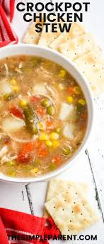 Precooked chicken that you've saved and frozen, plus a few cans of cream of chicken soup with fresh herbs and veggies, make for a tasty, quick and easy shortcut chicken stew loaded with veggies. Try This Healthier Take On Crockpot Chicken Stew It S Packed Full Of Vegetables But Is So Easy To Make Chicken Stew Crockpot Chicken Slow Cooker Chicken Stew