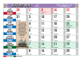 2026 Islamic Table Calendar - Muslim Valley