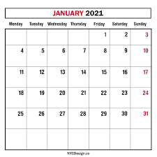 Printable january 2021 calendar templates. Monthly Calendar January 2021 Monthly Planner Printable Free Monday Start Nycdesign Co Calendars Printable Free