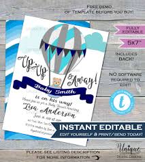 Free printable hot air balloon coloring pages for kids of all ages. Hot Air Balloon Invitation Editable Up Up And Away Invite Etsy Airplane Baby Shower Invitations Baby Shower Invitations For Boys Hot Air Balloon Invitation