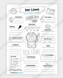Steckbrief Lowe In 2020 Unterrichtsmaterial Angebote Fur Kinder Sachkunde