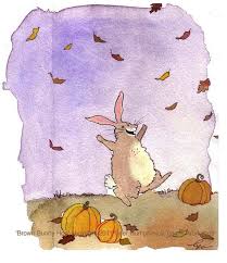 Rabbit Greeting Card Funny Bunny Rabbit Autumn Fall Illustration Print Brown Bunny Hop Bunny Rabbit Art Rabbit Art Funny Bunnies