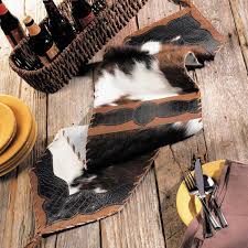 Cowhide Croc Leather Table Runner 72 Inch Croc Leather Black Forest Decor Table Runners