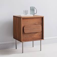 Gemini Nightstand Walnut In 2020 Walnut Nightstand Walnut Bedside Table Mid Century Nightstand