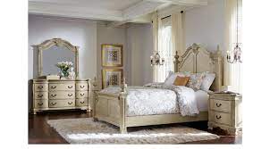 Cortinella Cream 5 Pc Queen Poster Bedroom Bedroom Sets Furniture Queen Queen Sized Bedroom Sets Bedroom Sets