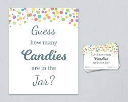 Create free candy guessing game flyers, posters, social media graphics and videos in minutes. Rainbow Candy Guessing Game Baby Shower Games Printable Etsy