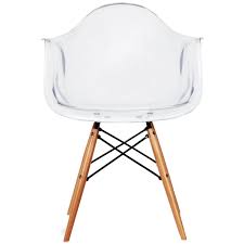 New design clear plastic modern dining chairs. 2xhome Clear Mid Century Modern Plastic Dining Chair Molded With Arms Armchair Natural Wood Legs Desk No Wheels Accent Chair Vintage Designer For Small Space Table Furniture Living Room Desk Dsw