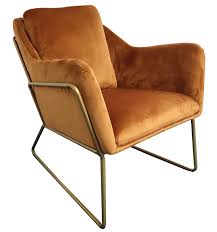 Matching side chair and barstool also available. Orange Velvet Armchair Golden