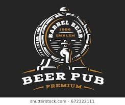 Holzernes Bier Tonne Logo Vektor Illustration Emblem Brauerei Design Auf Schwarzem Hintergrund Beer Logo Pub Logo Logo Inspiration Vintage