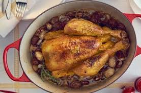 Dinde Aux Marrons En Cocotte En Fonte Dinde Aux Marrons Poulet En Cocotte Dinde
