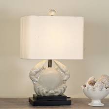 Crackled Porcelain Crab Table Lamp Lamp Table Lamp Seaside Home Decor