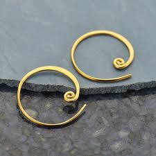 Maybe you would like to learn more about one of these? Gold Hoop Earrings Circle With Curlicue In 24k Gold Plate