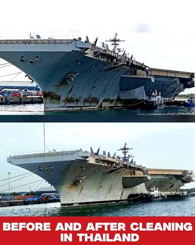 USS Abraham Lincoln Before and After Cleaning in Thailand The aircraft carrier USS Abraham Lincoln gets a major cleanup during its visit to Thailand. 🇺🇸🇹🇭 #USNavy #USSAbrahamLincoln #Thailand