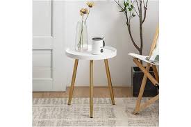 4.5 out of 5 stars. White Gold Huidao Round Side Table Wooden Tray Table With Metal Tripod Stand Nightstand Coffee