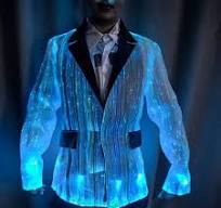 Led Stage Clothes Luminous Costume Robot Suits Led Clothing Light Suits 1  Piece Performance Walkers for Adults Bubble + Carton