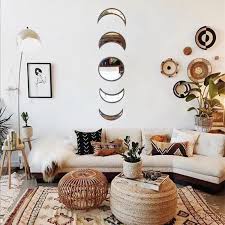 Moon Phase Wall Mirrors Moon Mirrors Wall Mirror Set 5 Piece Etsy Bohemian Wall Decor Mirror Interior Design Mirror Wall Decor