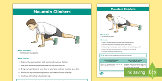 The mountain climber is a classic ab exercise, and we love it because it will strengthen your core as you simultaneously work on your cardio and muscular endurance. Mountain Climbers Circuit Card Pupil Knowledge Sheet