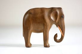 Vintage Carved Wood Elephant Elephant Carving Elephant Wood Art