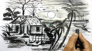 How To Draw Black White Beautiful Nature Landscape Drawing Youtube Black and white landscape photography smoky mountains | etsy.