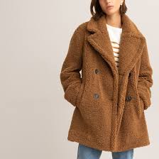 Next coat 10 green detachable faux fur collar pea winter wool blend car autumn. Boucle Teddy Faux Fur Coat Camel La Redoute Collections La Redoute