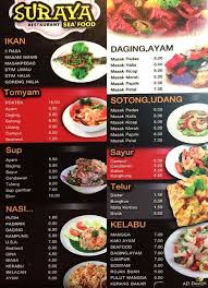 Suraya Seafood Restaurant Kampung Baru Kuala Lumpur Restaurant Menu Design Seafood Restaurant Menu Restaurant
