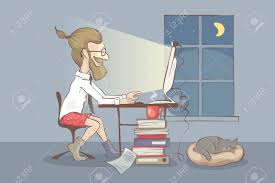 Working from home funny pictures. Working From Home Young Man Works On The Computer On Home Funny Vector Illustration Lizenzfrei Nutzbare Vektorgrafiken Clip Arts Illustrationen Image 142645166