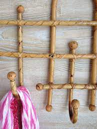 On Hold For S Mid Century Rattan Hat Rack Etsy Chinoiserie Style Hat Rack Tiki Ideas