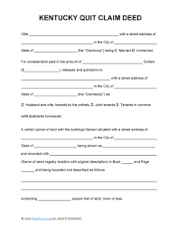 kentucky quit claim deed form deed forms deed forms
