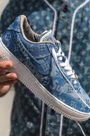 Louis Vuitton X Off White X Air Jordan 1 Customs Mens Nike Air Force 1 Supreme X Louis Vuitton Denim Custom Denim Sneakers Sneakers Shoes