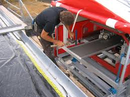 Installation Schlebach Maschinen Gmbh Installation on 19mm structural plywood to as2269 with breathable, waterproof membrane.